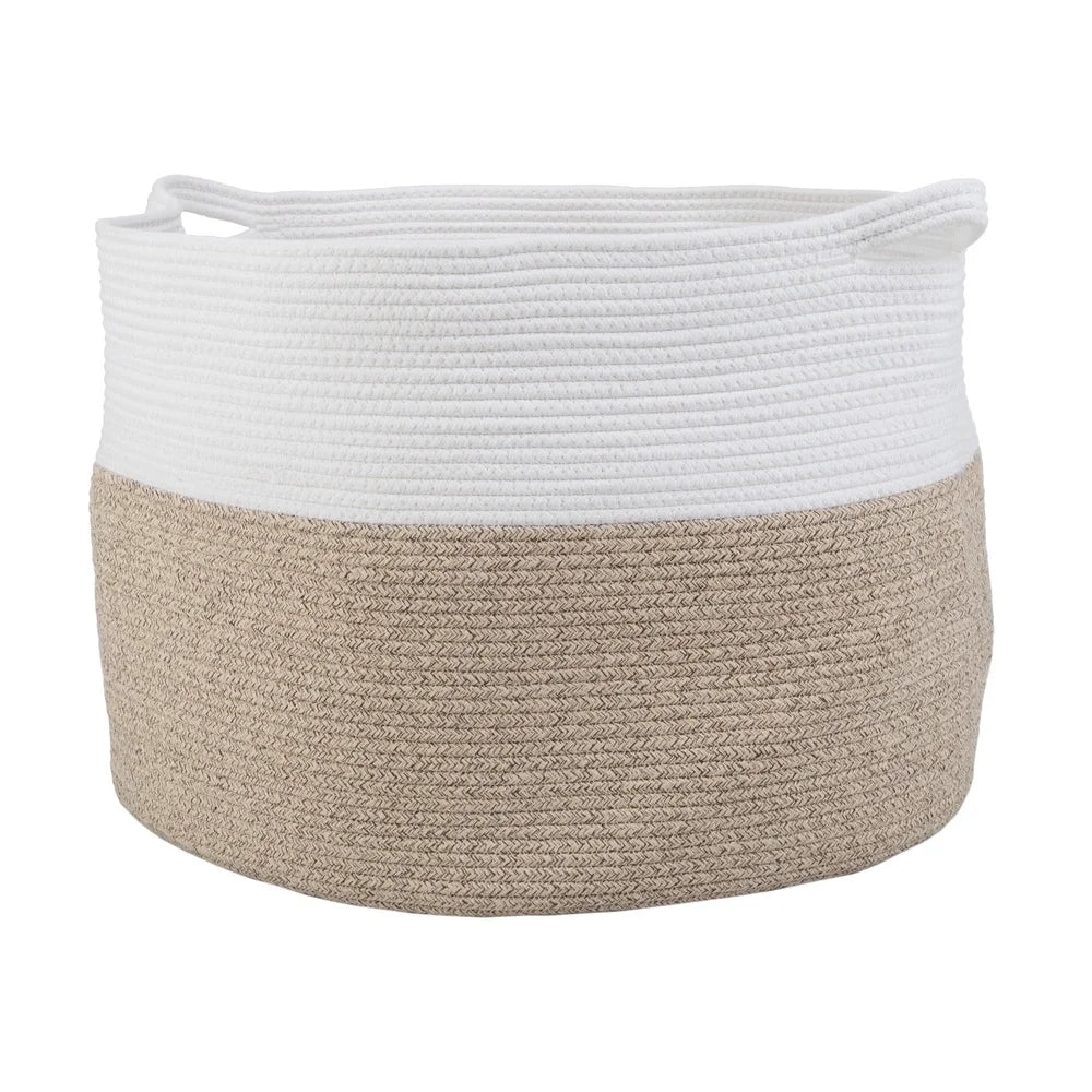 Extra-Large Cotton Rope Storage Basket Laundry Toys Blankets Home Organization Decorative Bins with Handles Machine Washable