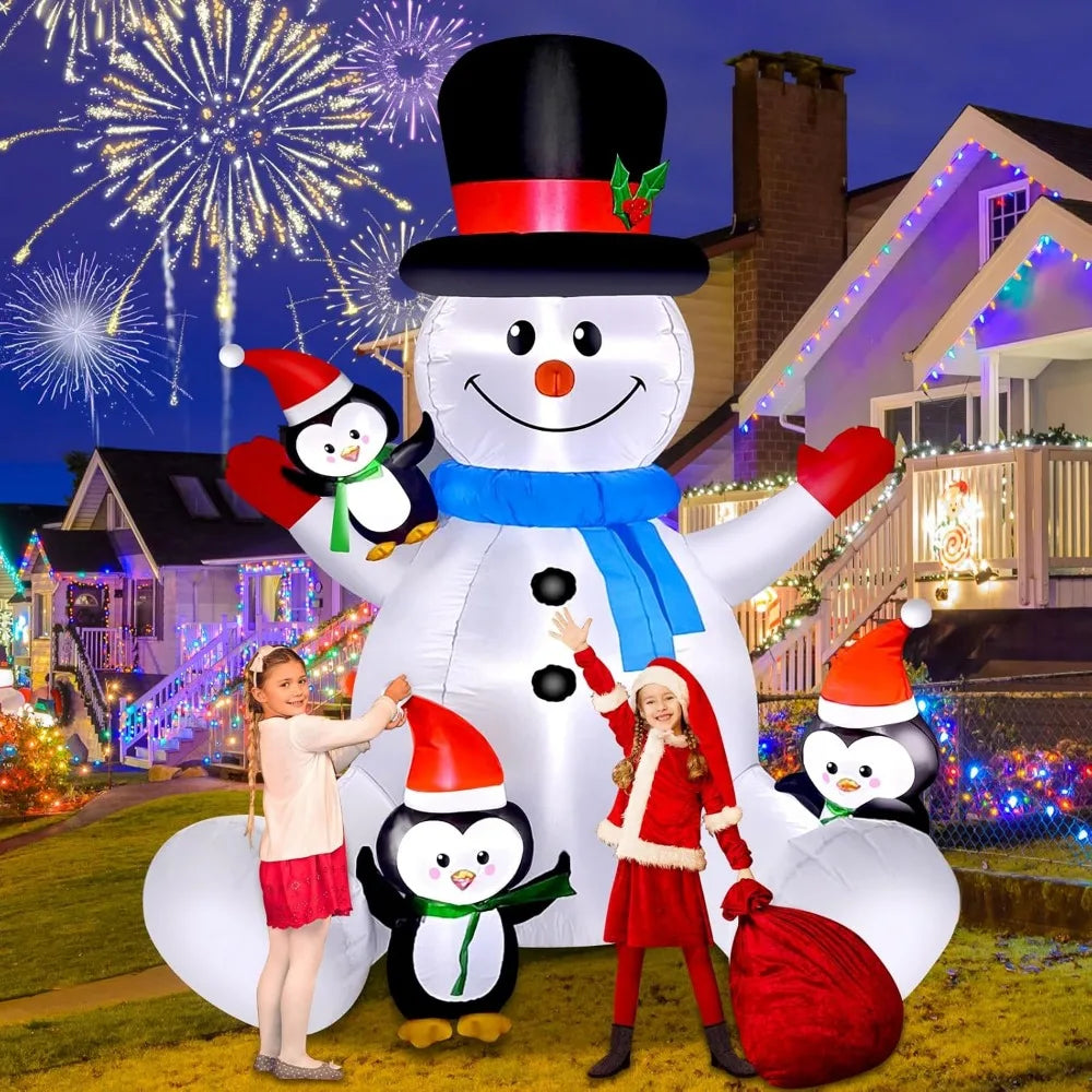 6 FT Christmas Snowman & Penguin Inflatable Blow Ups Outdoor Christmas Decorations with LED Lights for Indoor/Outdoor Yards, Gar