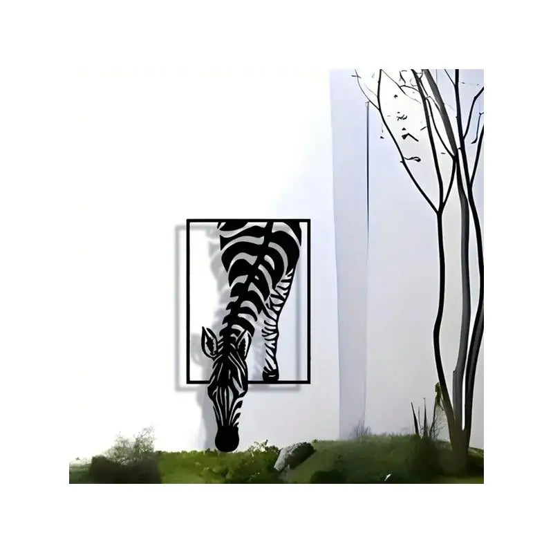 Minimalist Zebra Metal Wall Art, Handmade Iron Stripe Decor, Modern Black & White Animal Patterns for Home, Office, Coffee