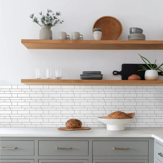 5 Pcs Peel and Stick Backsplash Tiles, 12x12 Inch Self Adhesive Subway Tiles for Kitchen and Bathroom Wall, Easy Install DIY  De