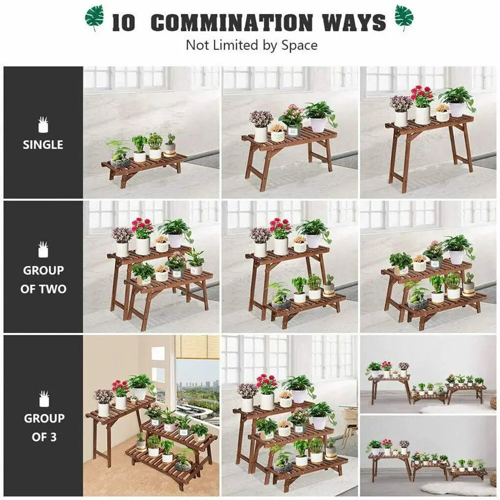 3 Tiered Plant Stand Step Indoor Outdoor Plant Pot Stand Corner Plant Shelves Flower Pot Holder for Patio Garden Balcony