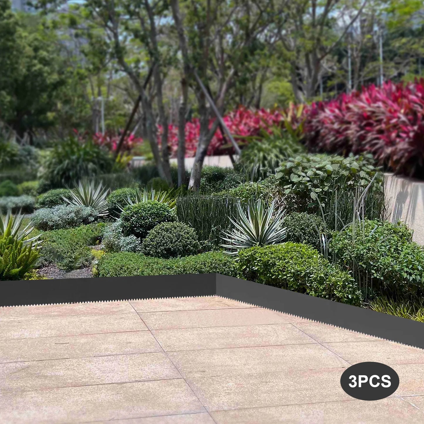 3Pcs 40*8in Steel Landscape Edging Black EcoBorder Garden Backyard Lwan Barrier For Landscaping