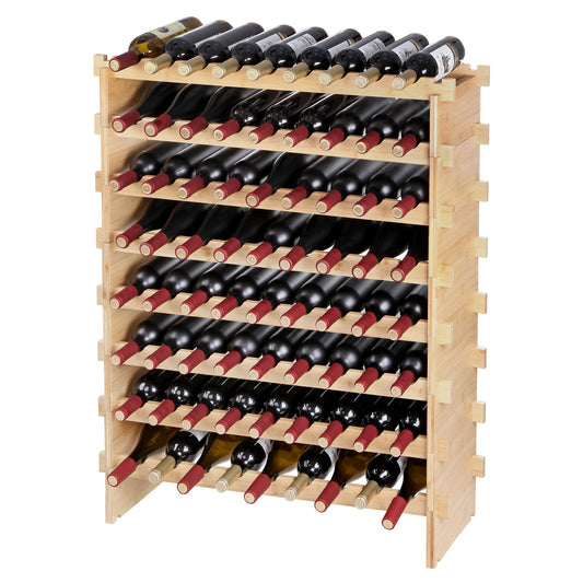 SucceBuy 48/72 Bottle Stackable Modular Wine Rack Free Standing Wine Storage Rack Bamboo Wine Holder Display Shelves for Cellar