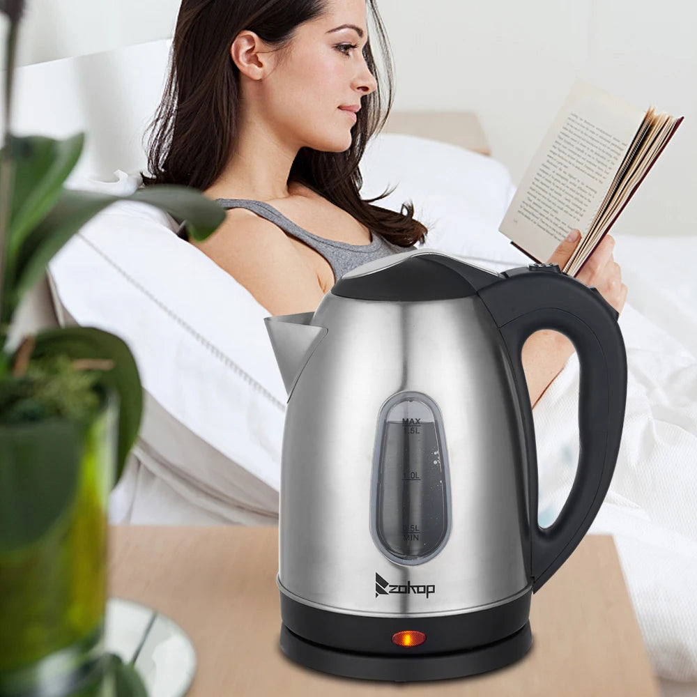 1.5L stainless steel electric kettle Silver gray Base Separation Desion Rust-resistant Durable for Home Office During Travel