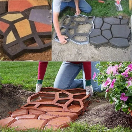 Walk Maker Pathmate Stone Moldings Paving Pavement Concrete Molds Stepping Stone Paver Walk Way Mold for Patio Lawn Garden Big