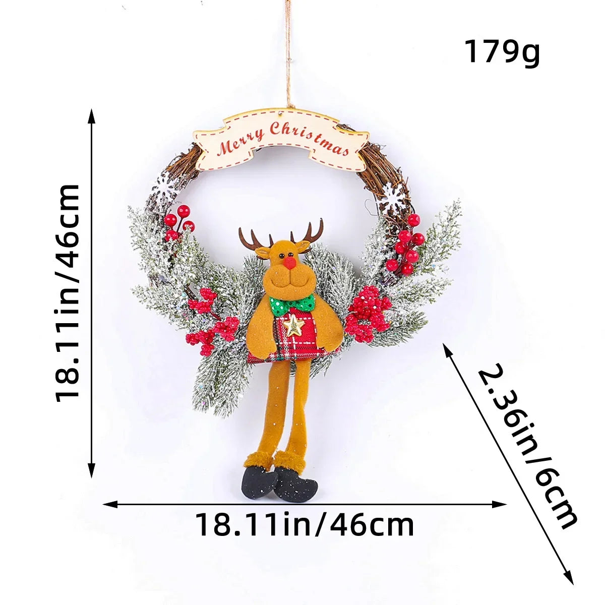 Christmas Wreath Flower Pendant Dead Branches Berries Pine Rattan Wreaths Shopwindow Layout Props Home Indoor Door Decoration
