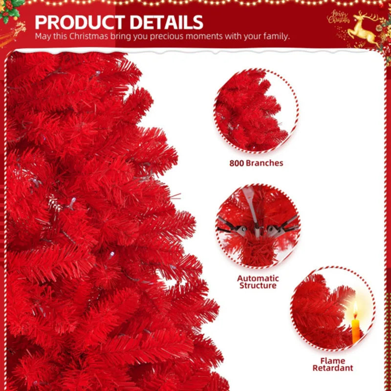Artificial Red Christmas Tree  Spruce Tree Shape  Festive Atmosphere  Indoor And Outdoor Decoration  Easy To Install