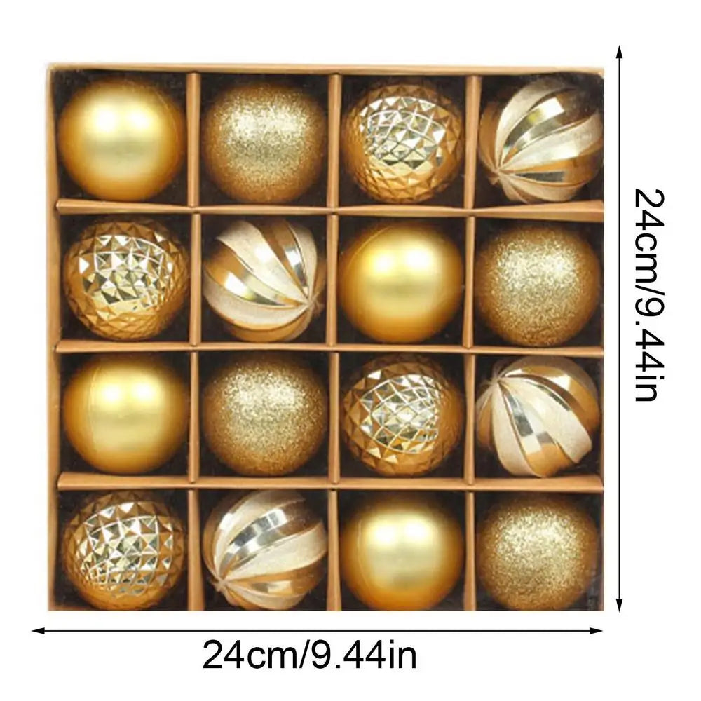 Christmas Tree Balls Hanging 25pcs Christmas Ball Ornaments Glittering Christmas Baubles PVC White Gold Ball Decorations Set