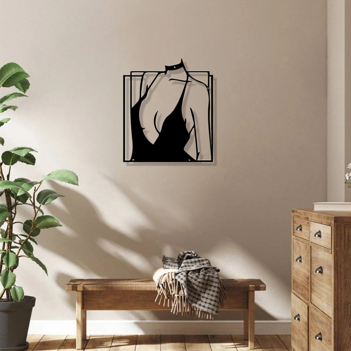 Iron Laser Engraving Art Wall Please Bathroom Decor Metal Wall Art Minimalist Line Art, Home Wall Art, Metal Wall Deco