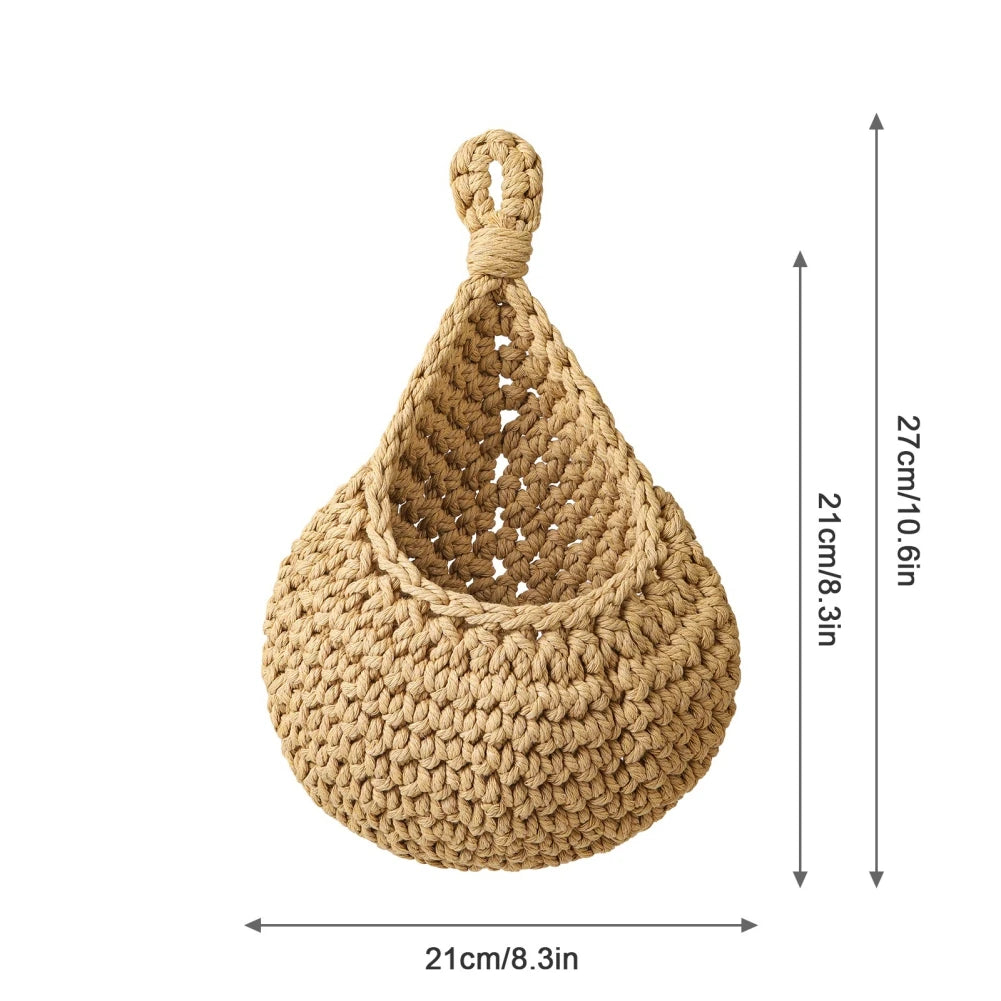 1PC Hanging Fruit Basket Boho Jute Hanging Organizing Baskets Handwoven Decorative Kitchen Fruit Vegetable Storage Baskets