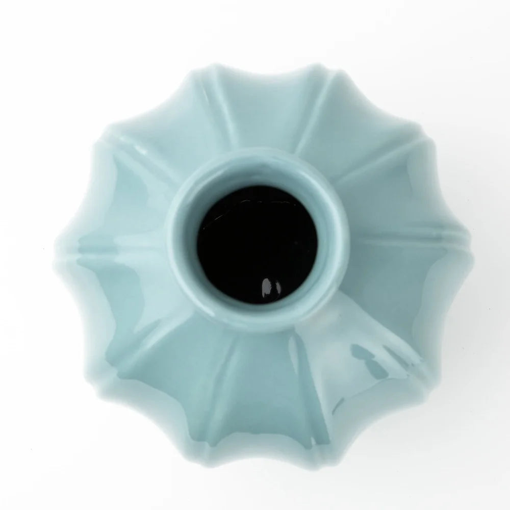 Blue Ceramic Oval Vase Decorative Piece Indoor Display Home Accent Flower Arrangement