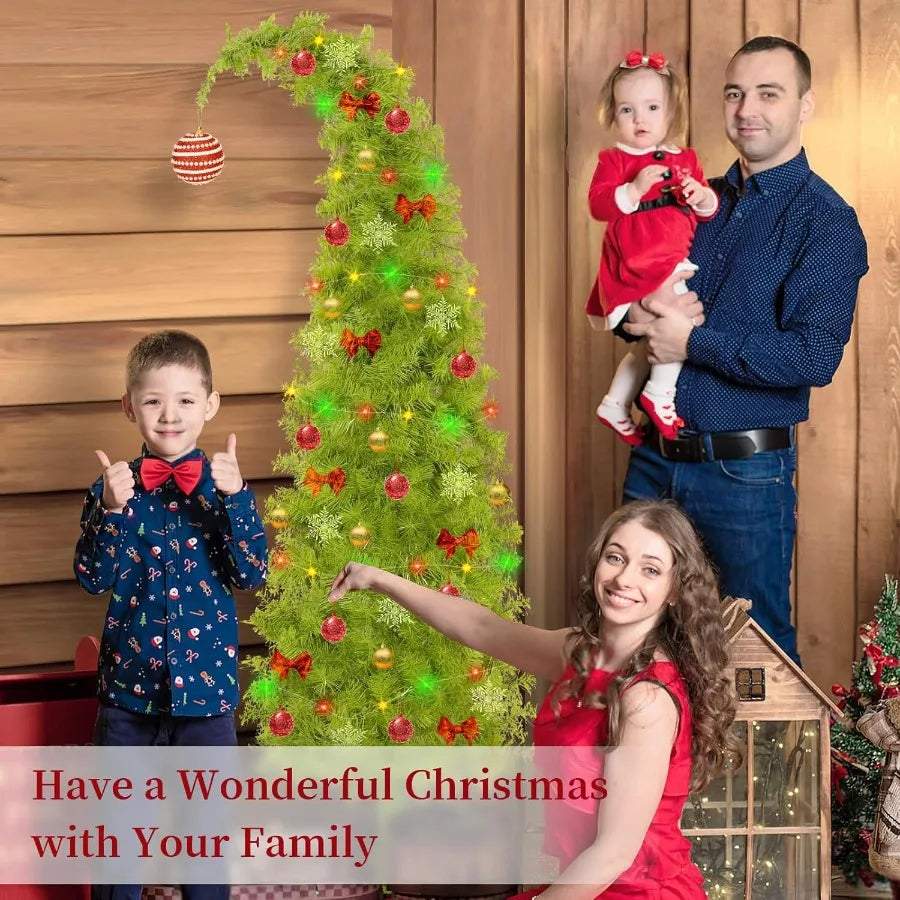 6FT Grinchs Christmas Tree with Flexible Branches Whimsical Design Perfect for Yard Includes Sturdy Stand for Outdoor Indoor Us