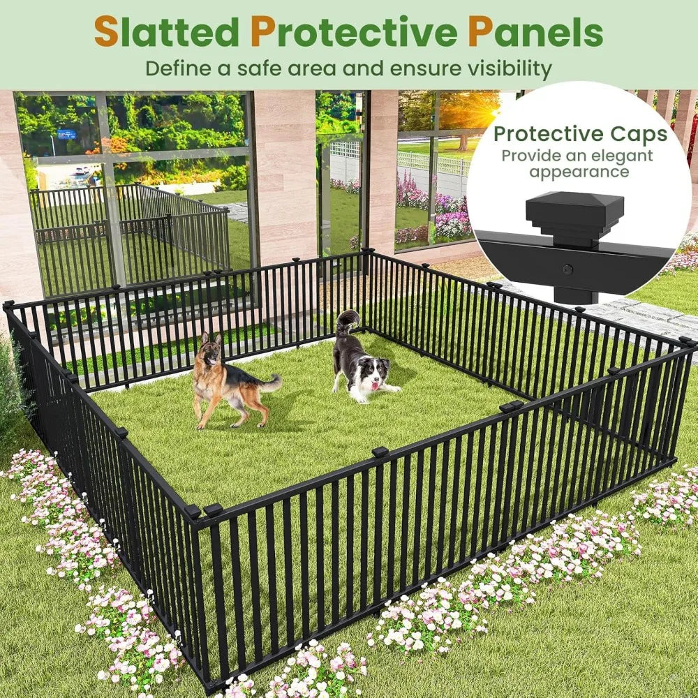 Picket Fence 4 Panels, 80''W x 37.5''H Decorative Outdoor Garden Fence, 320'' Total Length, Freestanding PVC Vinyl Fence for Ya