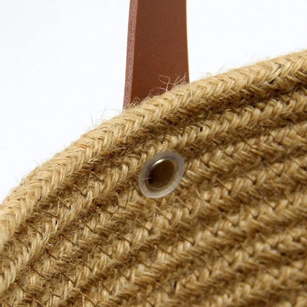 Jute Hanging Basket Set of 2 Small Woven Wall Decor with Handle Plants Storage Key Sunglasses Wallet 7x7x7.9 Inch