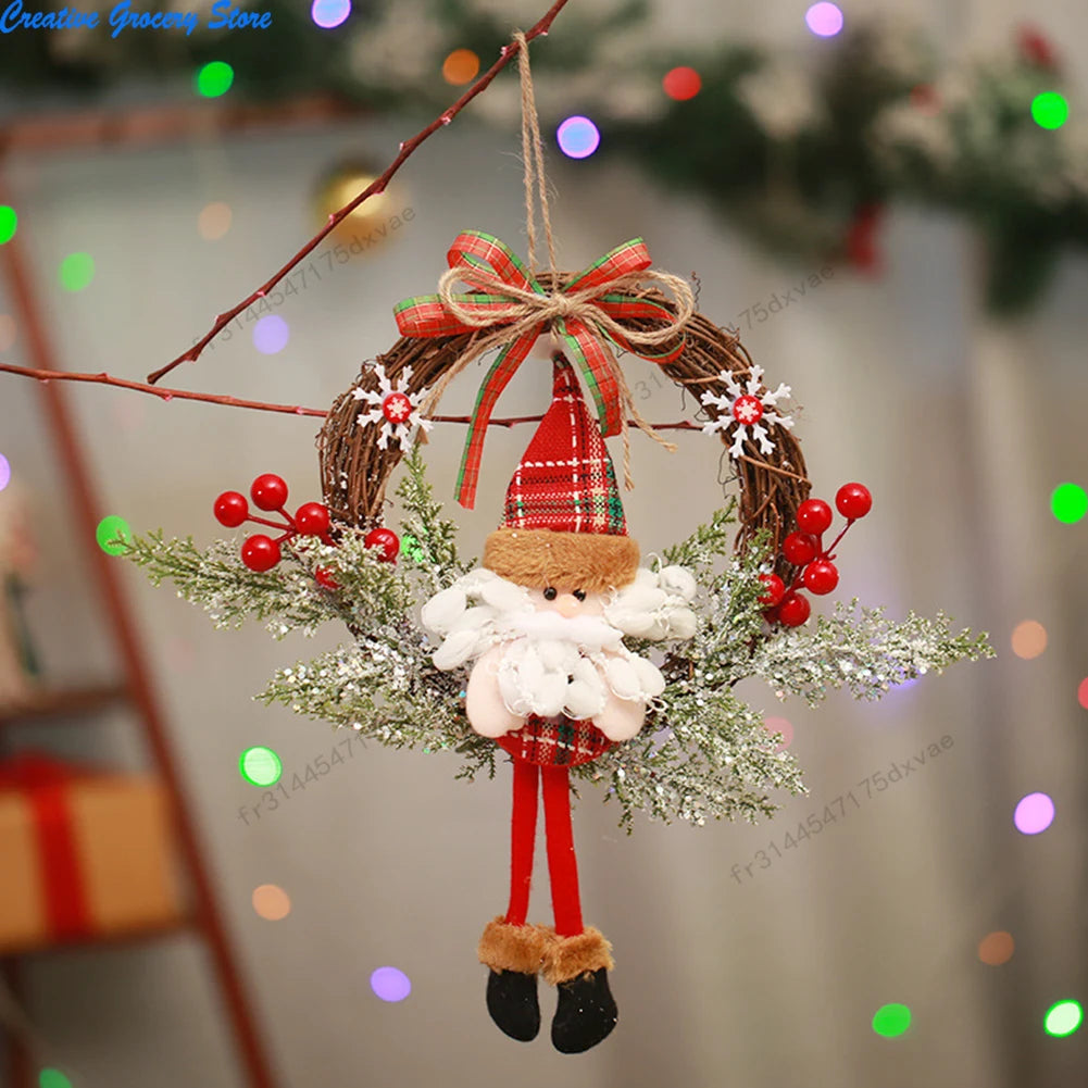 Christmas Wreath Flower Pendant Dead Branches Berries Pine Rattan Wreaths Shopwindow Layout Props Home Indoor Door Decoration