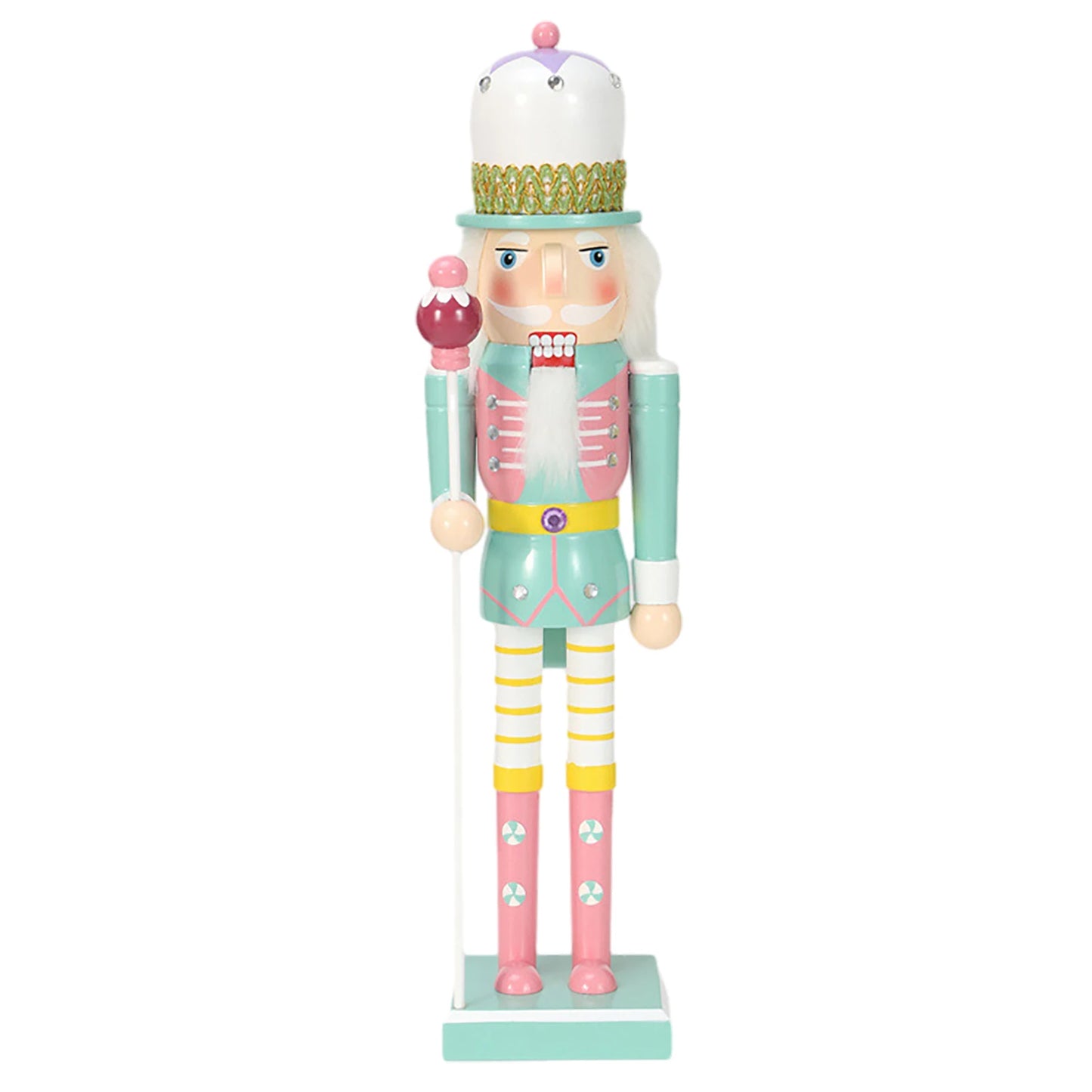 Candy Color Nutcracker Soldier Doll Wooden Festive Ornament Hand Painted Sweet Soldier Doll Christmas Figures for Gifts
