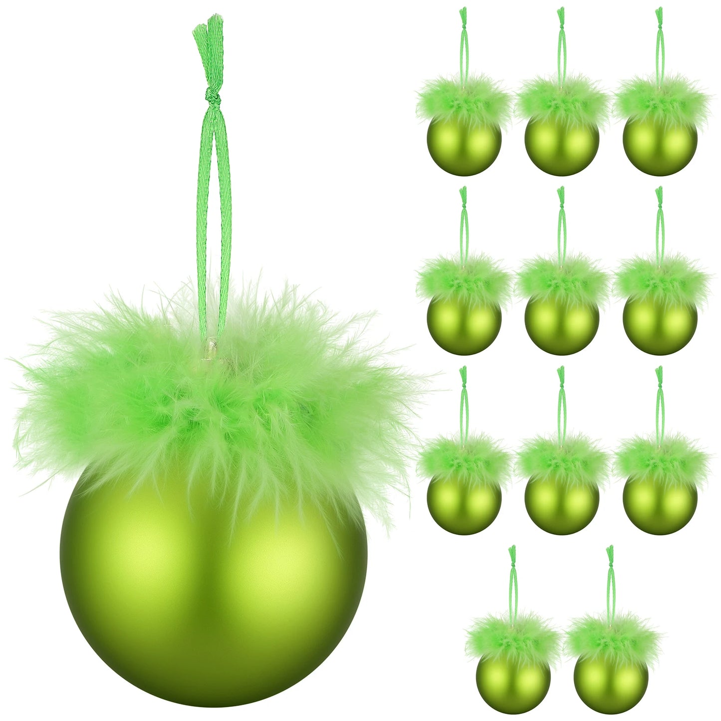 12pcs Christmas Tree Decorations Fluffy Christmas Ornaments Set for Holiday Party Decor Xmas Home Decorations 16PC