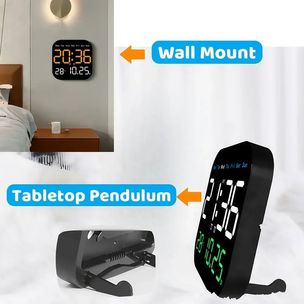 Multifunctional LED Digital Wall Clock Adjustable Dimming Date Day Of Week Temp Display Electronic Alarm Home Room Decoration