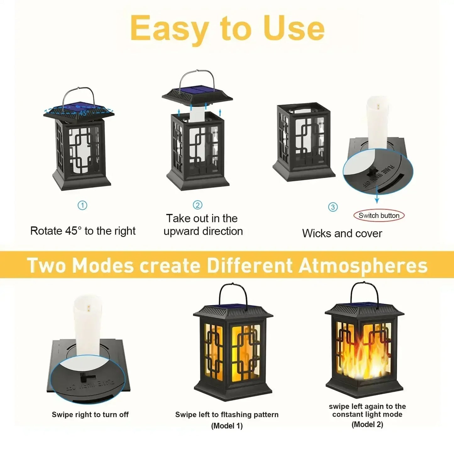 IP65 Waterproof Hanging Solar Light, Garden Solar Flame Light LED Lantern Light for Patio, Pathway, Deck, Yard (2 Pack)