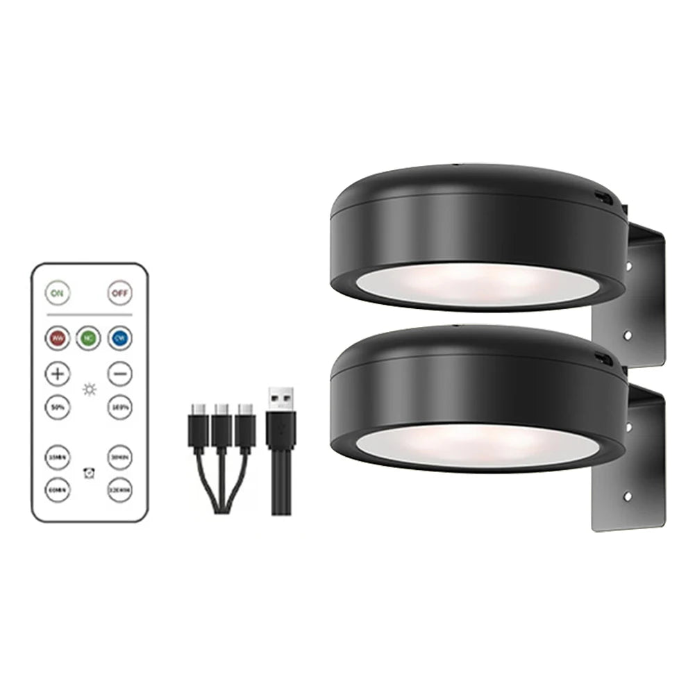 LED Wall Sconces Light Touch Control Remote 3 Colors & RGB LED Spotlight Wall Lights Wireless Picture Light Recharge Night Light