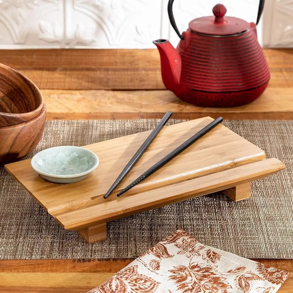 55-1106, Bamboo Sushi Board Set, 6-Inch By 10-1/2-Inch