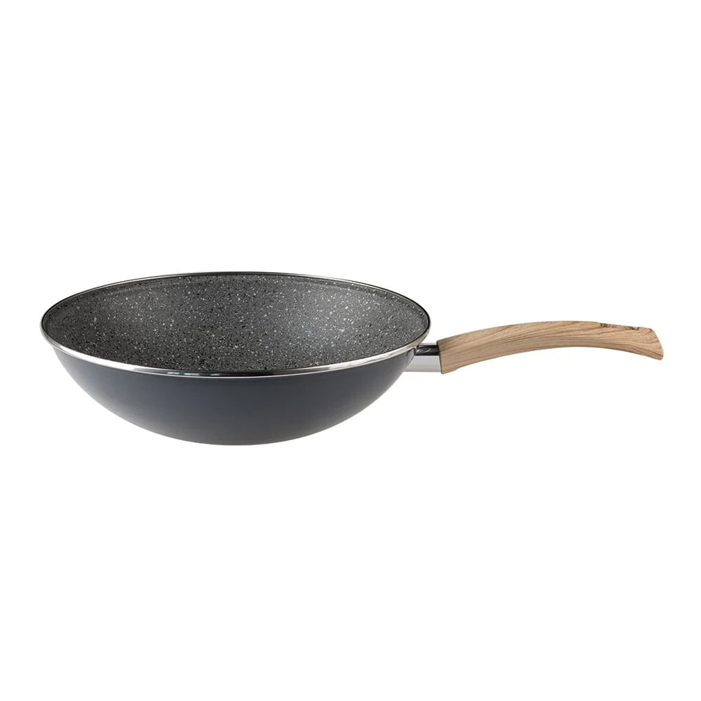 11 Inch Non-Stick Wok Heavy Duty Enamel Cookware Stir Fry Pan Dishwasher Safe Kitchen Essential Grill Oven Compatible