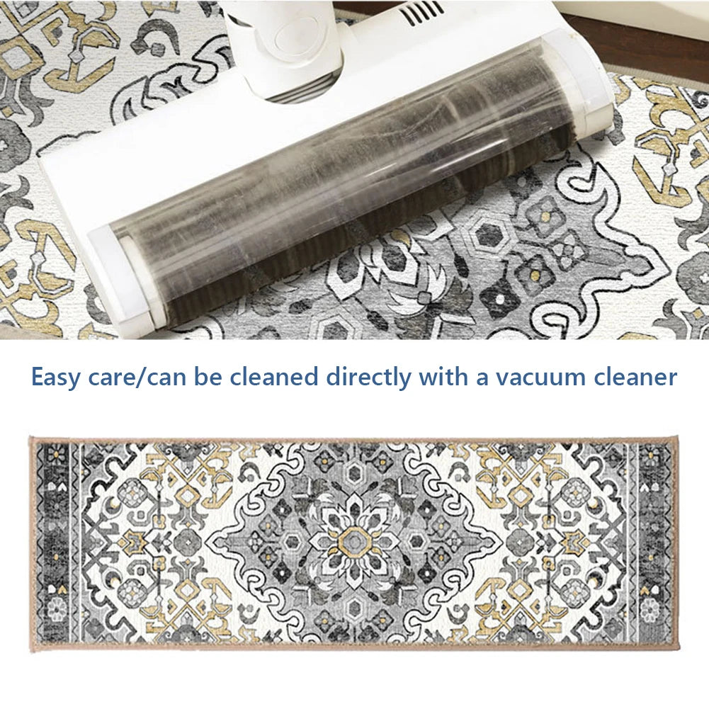 15PCS Carpet Stair Treads Set Reusable Non Slip Stairway Carpet Rugs Bohemian Indoor Skid Resistant Stair Tread for Wooden Steps