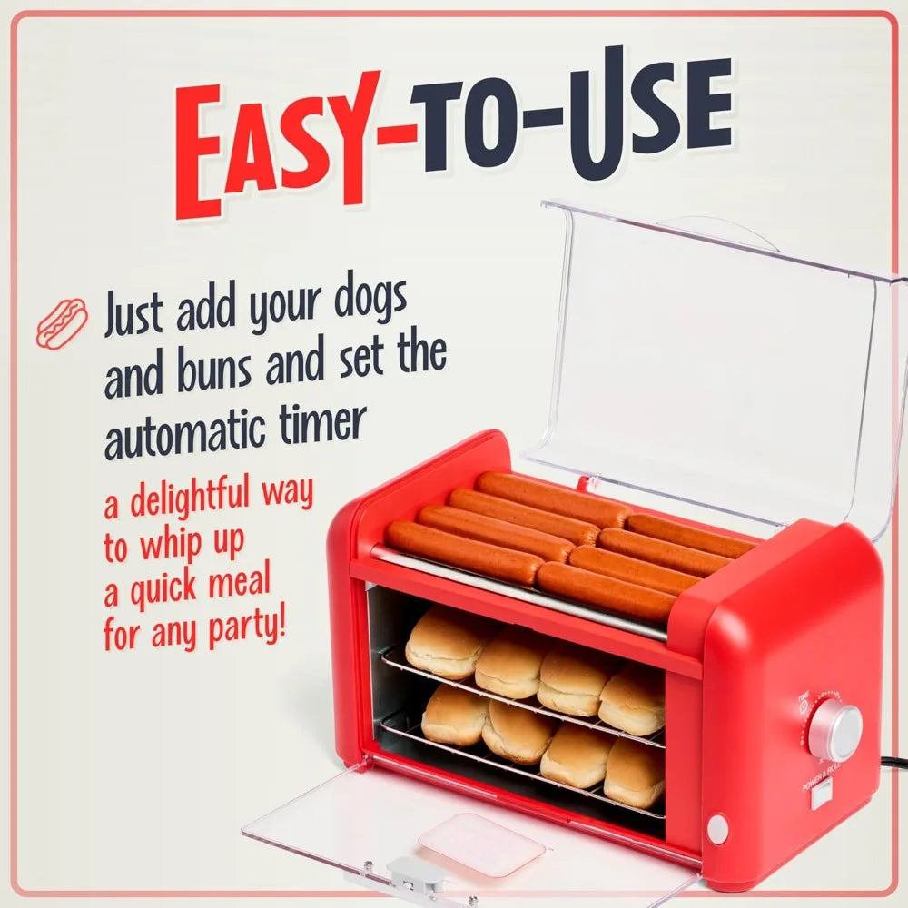 Oscar Mayer Extra Large 8 Hot Dog Roller & Bun Toaster Oven, Stainless Steel Grill Rollers