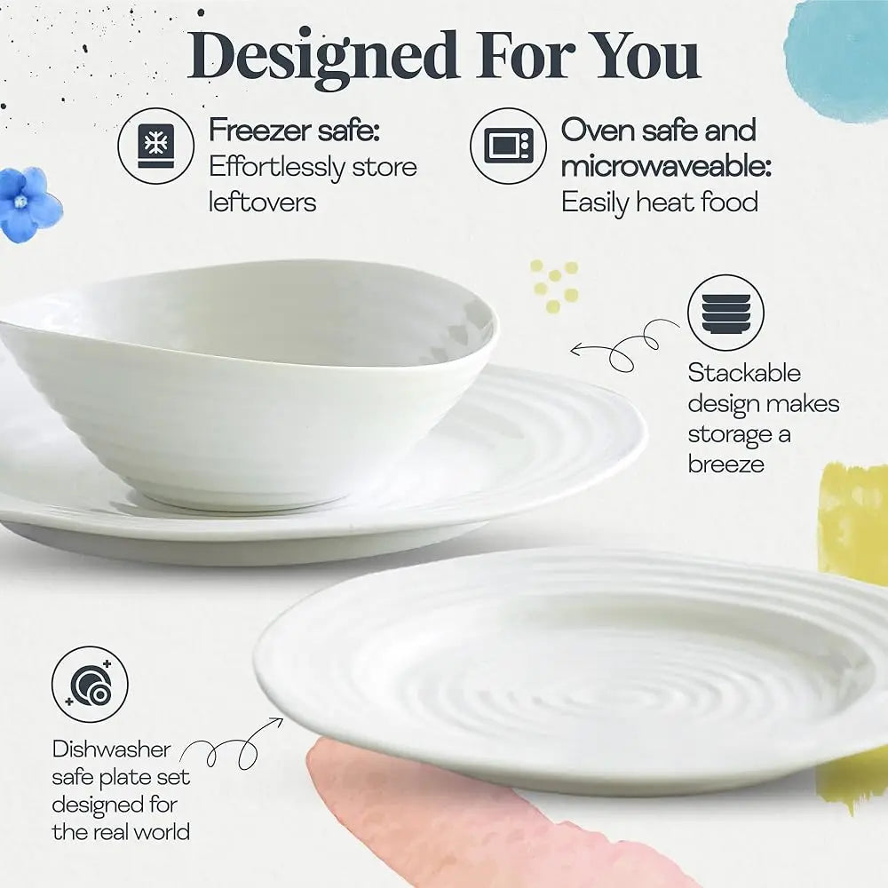 Sophie Conran White Dinner Plates | Set Of 4 | Dinner, Pasta, And Appetizer Plates | 11 H | Made From Porcelain | Microwave And