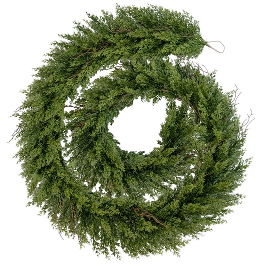 Artificial Christmas Garland 12FT Tall Faux Plant for Home Decor Indoor Outdoor Fake Lifelike Cypresses Pine Plants 1 p