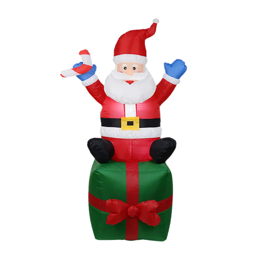 Inflatable Snowman Dolls Decor with LED Light Christmas Snowman Decor for Xmas Garden Party Decor