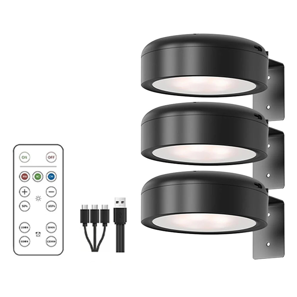LED Wall Sconces Light Touch Control Remote 3 Colors & RGB LED Spotlight Wall Lights Wireless Picture Light Recharge Night Light