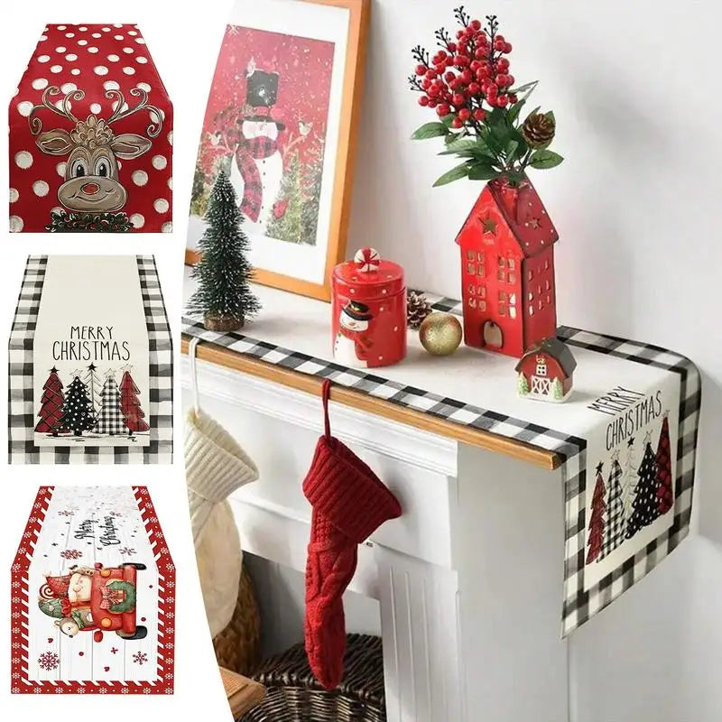 Christmas Table Runner Merry Christmas Table Decor Tablecloth 180x32cm Holiday Kitchen Dining Table Decoration Cloth Christmas