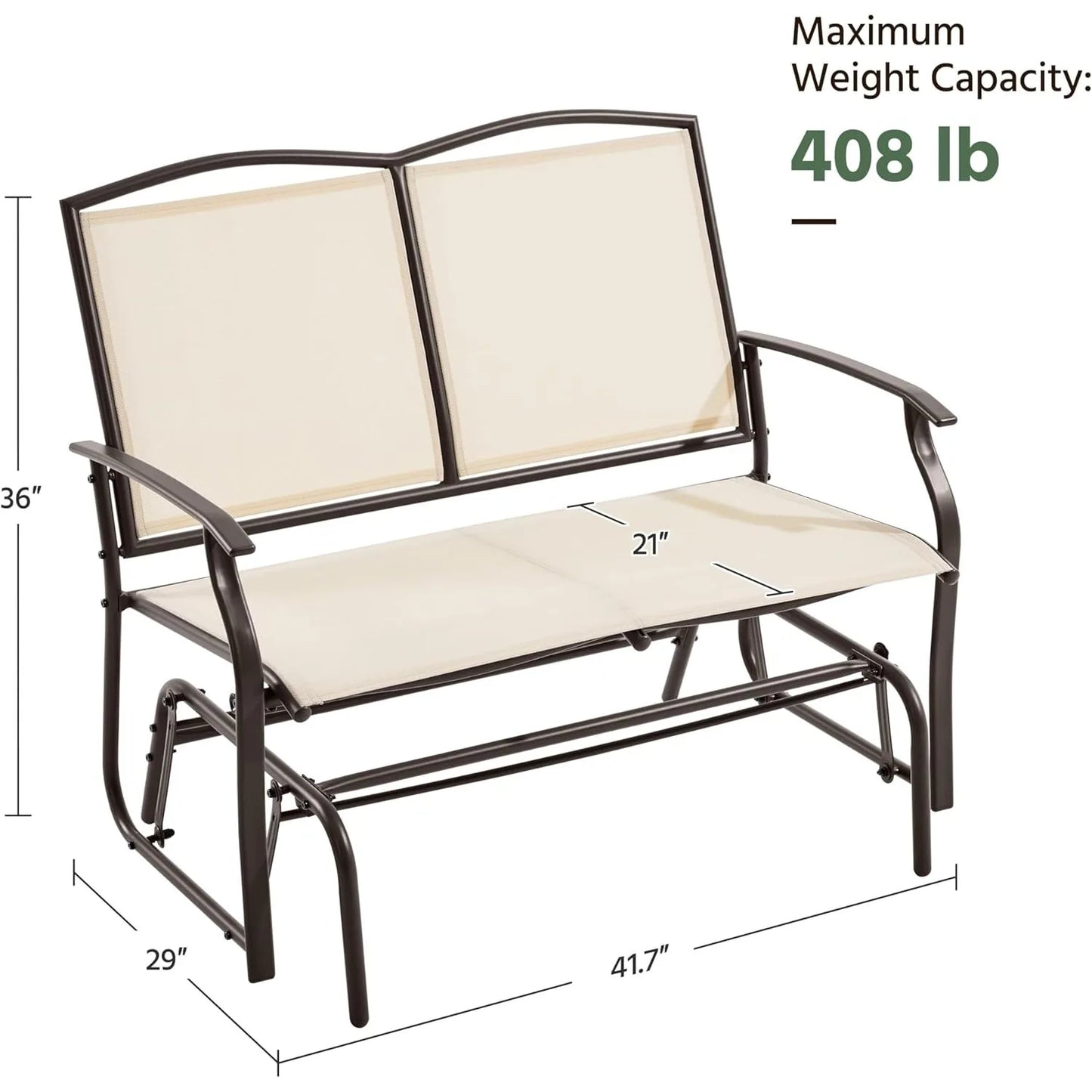2-Person Patio Glider Bench – All-Weather Rocking Loveseat for Backyard