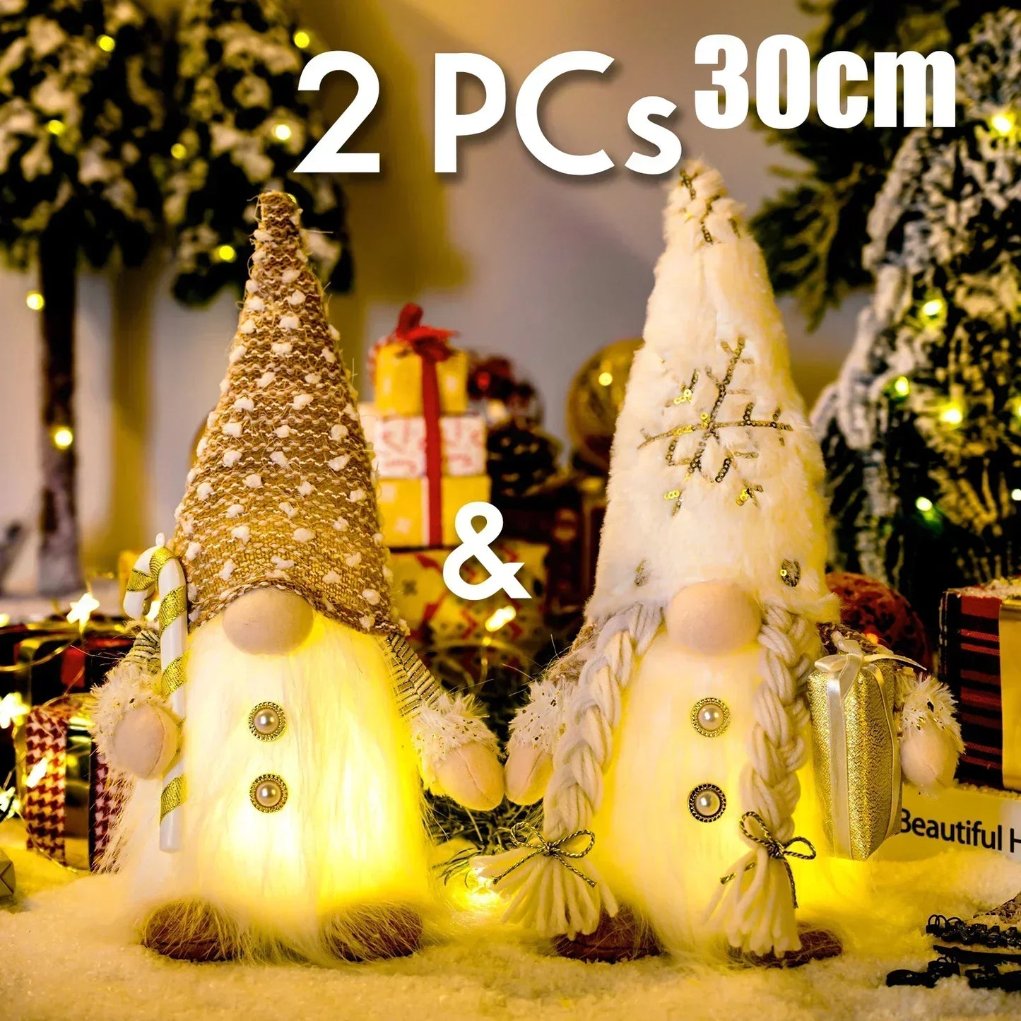 Glowing Knitted Gnome Doll with Led Night Light Christmas Decorations 2025 Home Xmas Tree Decor Navidad New Year 2026 Gift