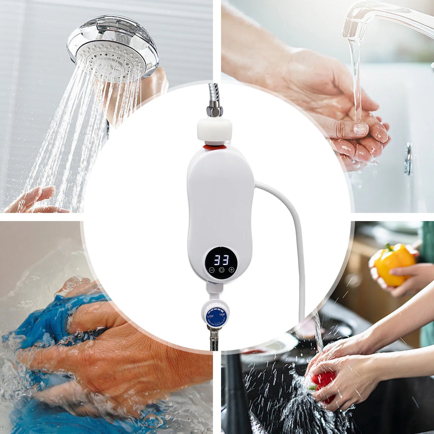 110V Instant Electric Water Heater 3500W Household Mini Electric Instant Water Heater Machine for Kitchen and Bathroom