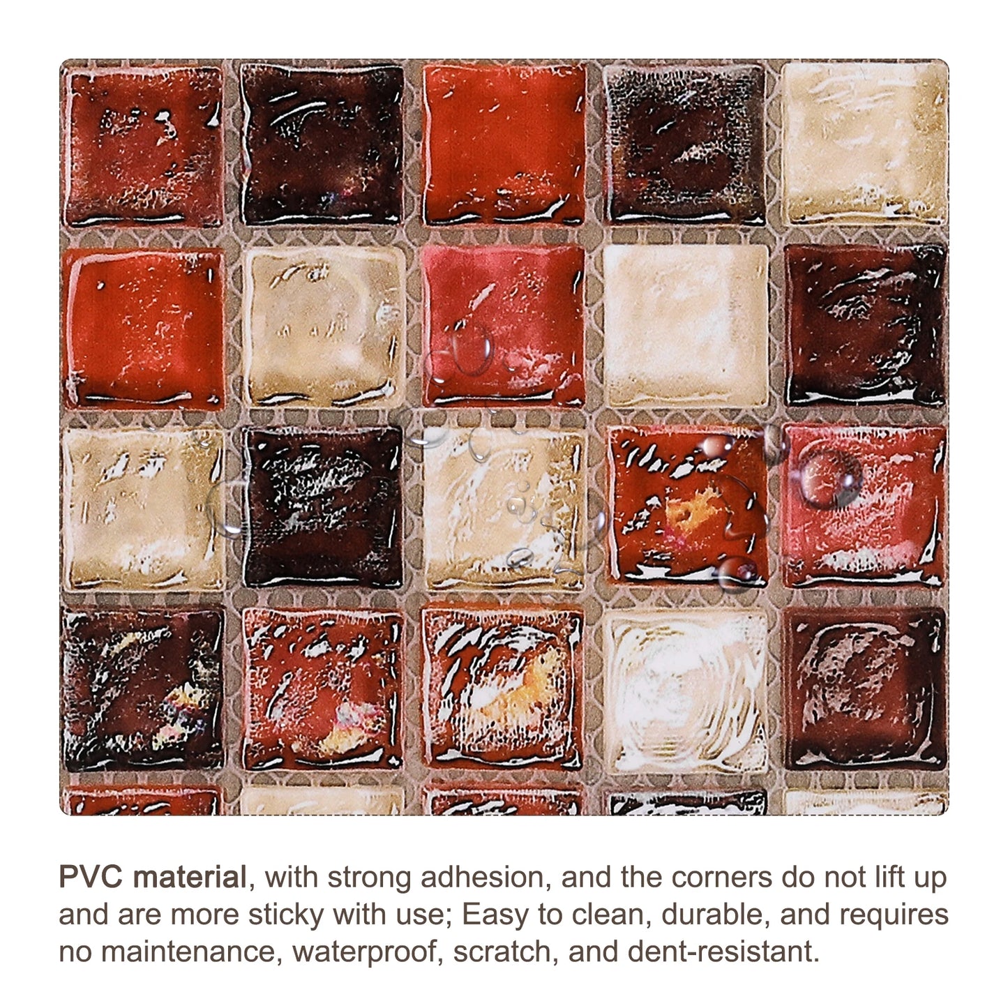 25Pc Peel and Stick Wall Sticker 3.94"x3.94" Waterproof Small Size Mosaic Self-Adhesive Stickers Decorative for Kitchen Bathroom
