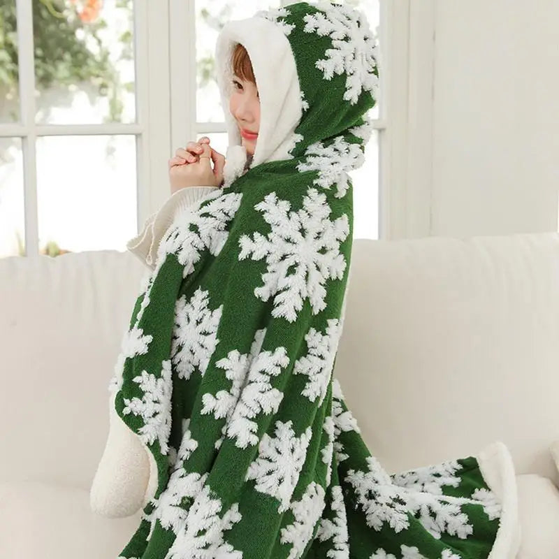 Wearable Blanket Christmas Warm Holiday Cape 59x43 Inch Warm Cozy Shawl Comfortable Cape Wrap For Men Women Holiday Cape Shawl