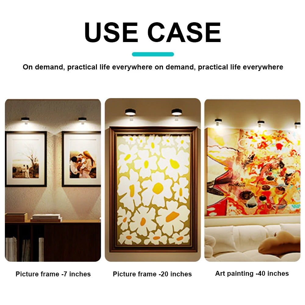 LED Wall Sconces Light Touch Control Remote 3 Colors & RGB LED Spotlight Wall Lights Wireless Picture Light Recharge Night Light