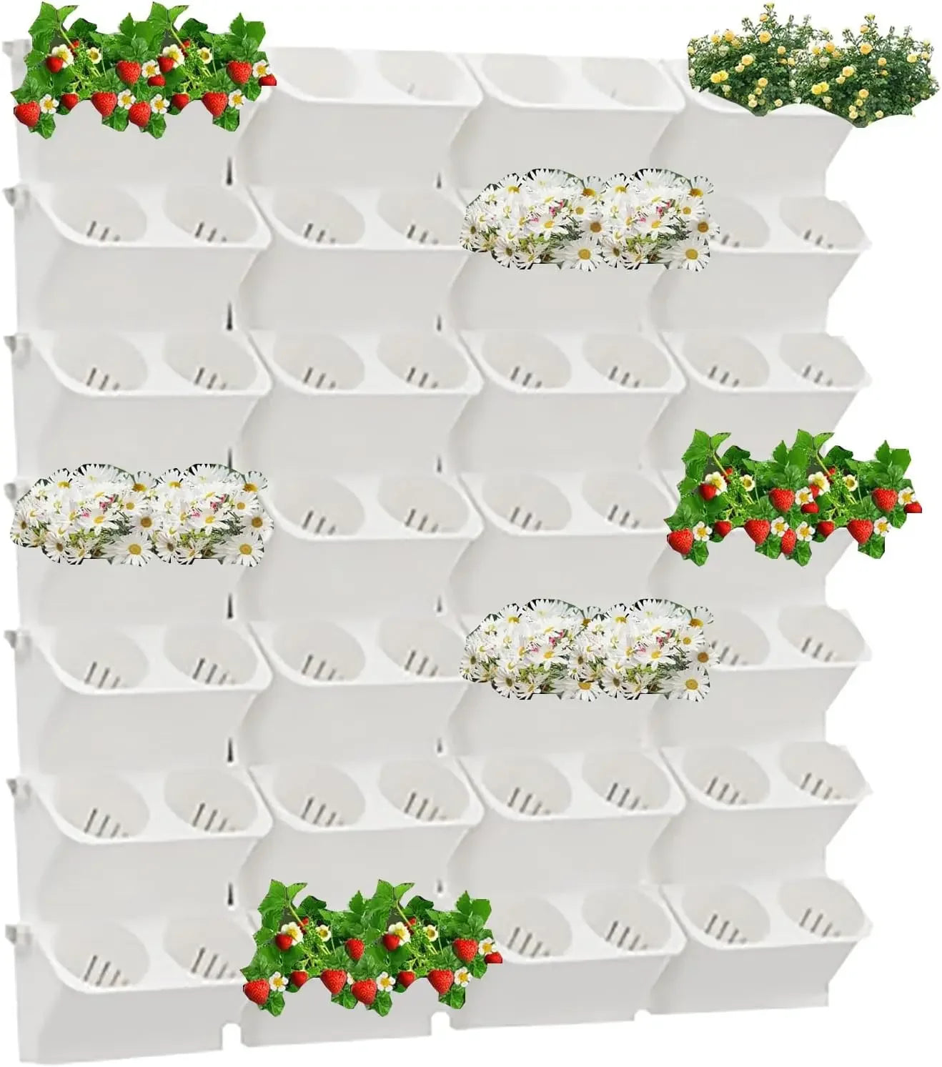 Vertical Wall Planter - Stacking Planters for Outdoor Plants, Self-Watering Wall-Mounted Planter for Indoor/Outdoor Use