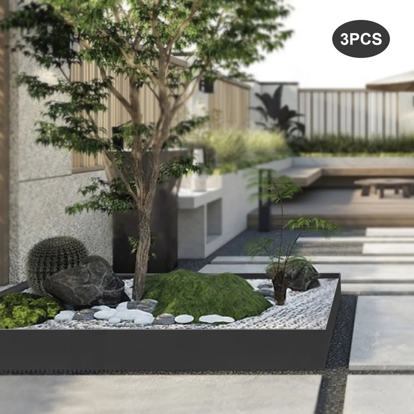 3Pcs 40*8in Steel Landscape Edging Black EcoBorder Garden Backyard Lwan Barrier For Landscaping