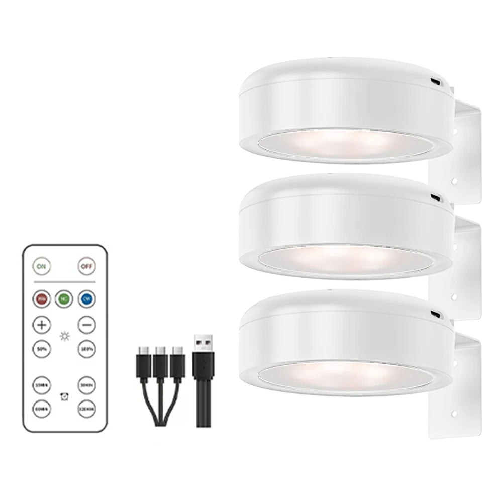 LED Wall Sconces Light Touch Control Remote 3 Colors & RGB LED Spotlight Wall Lights Wireless Picture Light Recharge Night Light