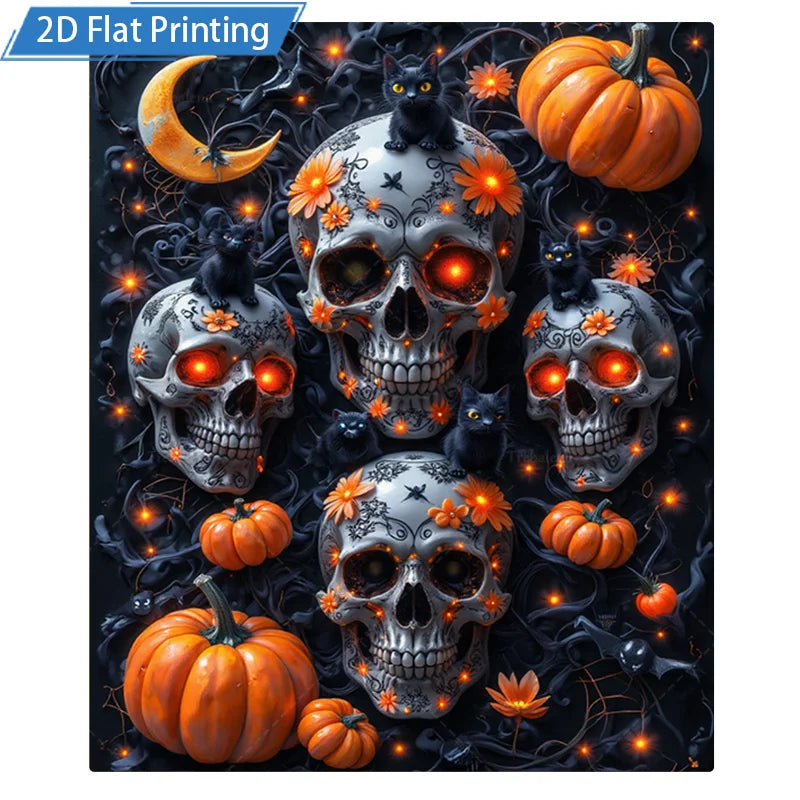 1pc Flannel Blanket Halloween Skull Pumpkin Blanket - Spooky Gothic Style Cozy Throw