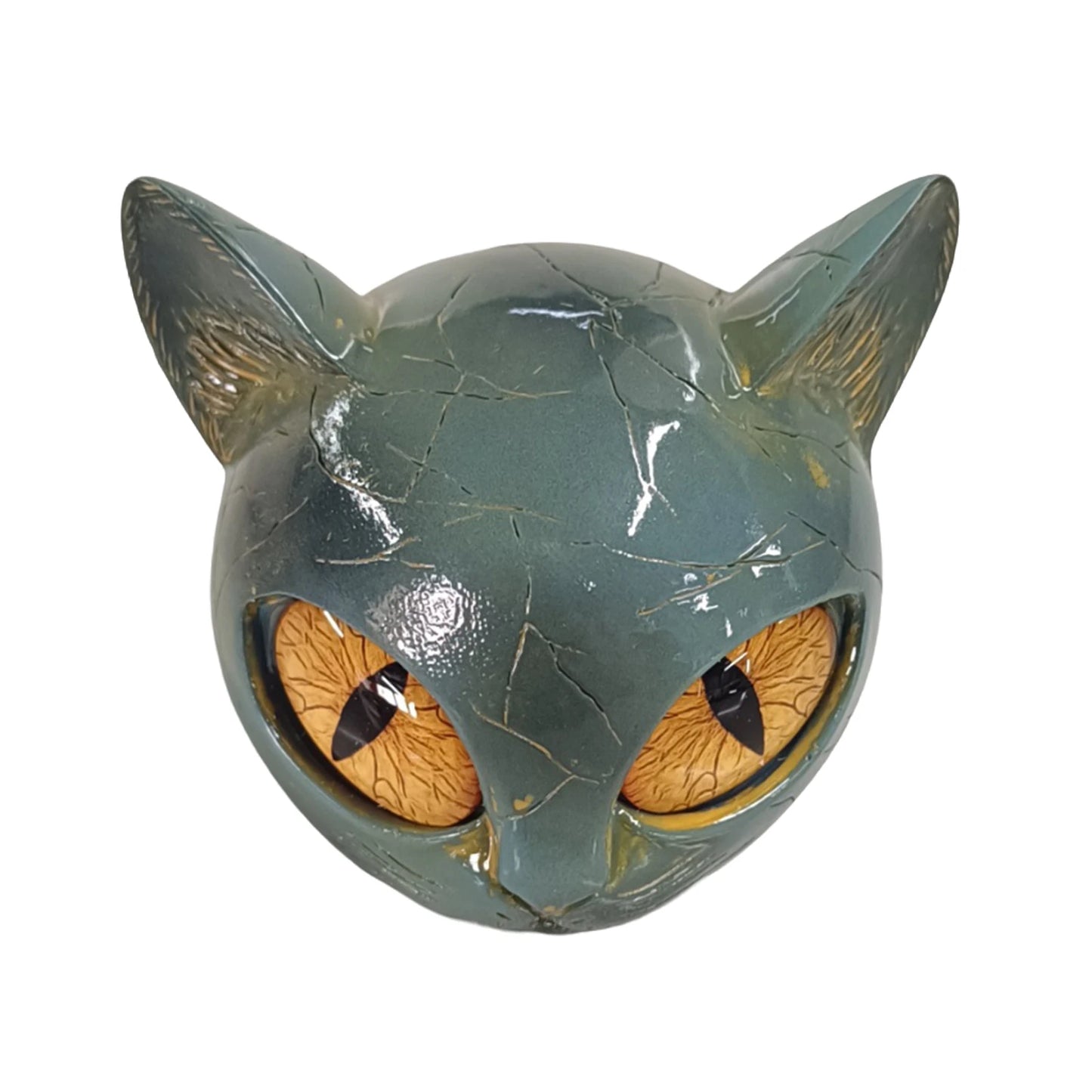Marble Texture Cat Stone Amber Eyes Cat Statue Kitten Sculpture for Keepsake Gift Office Desk Decor