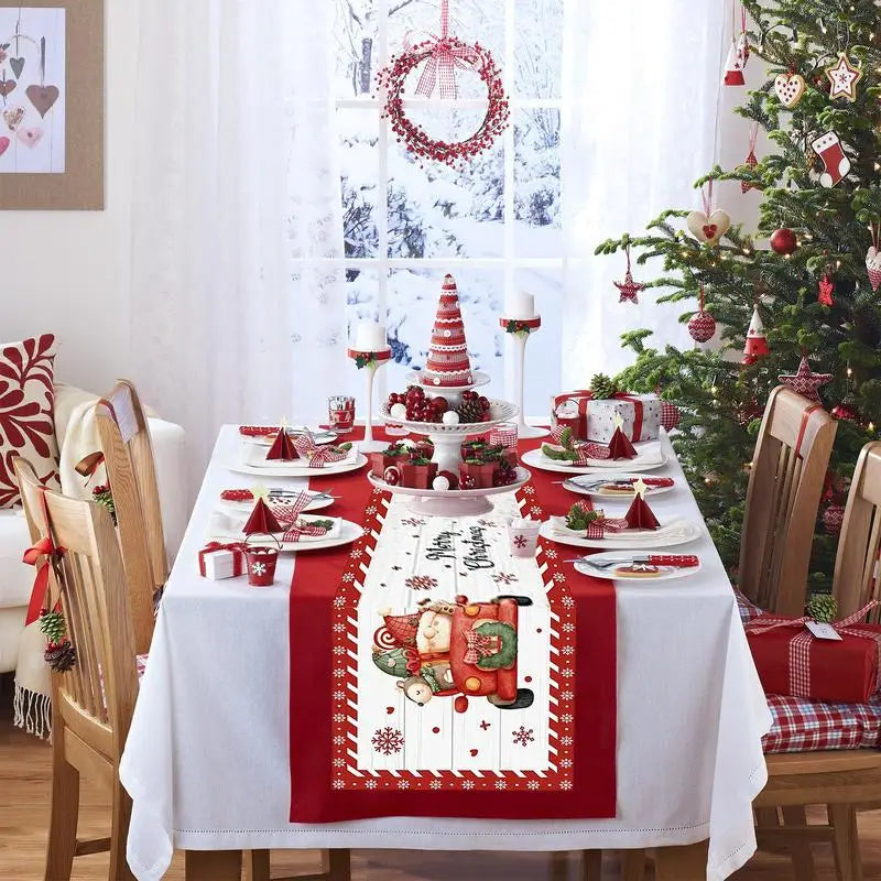 Christmas Table Runner Merry Christmas Table Decor Tablecloth 180x32cm Holiday Kitchen Dining Table Decoration Cloth Christmas