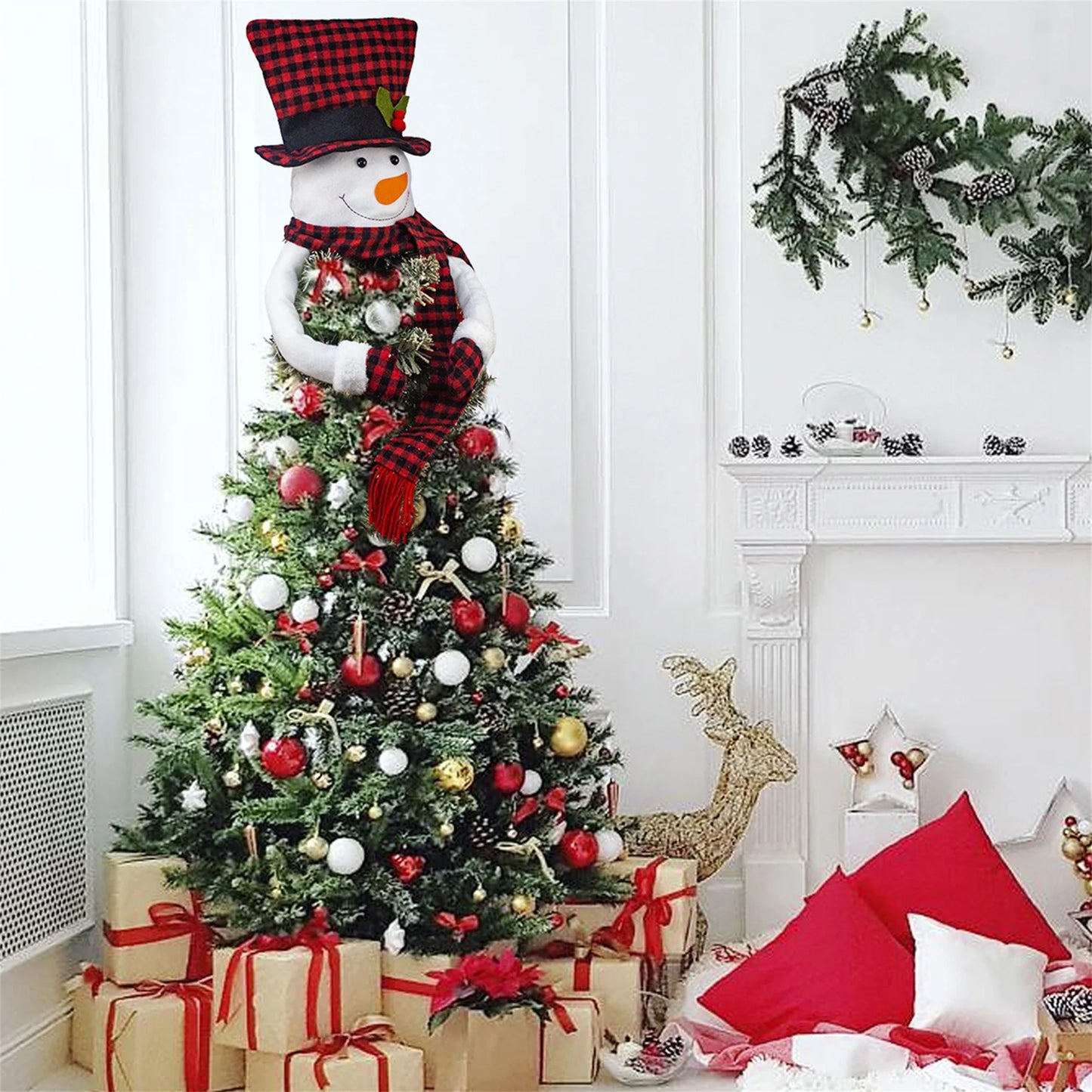 Festive Santa Claus Christmas Tree Topper Traditional Santa Tree Topper Holiday Decoration for Festive Home Display