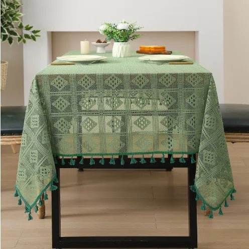 Luxury Style tablecloth, elegant hollow lace, non-slip dustproof dining table cover, durable fabric for home use, wholesale