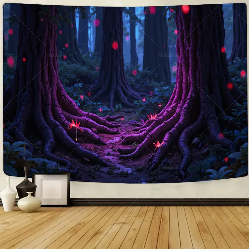 1pc Wall Tapestry "Enchanted Forest Deer Tapestry - Winter Wonderland Wall Art"