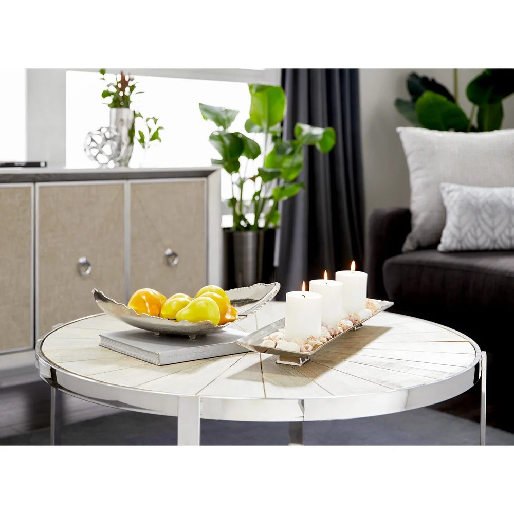 Aluminum Metal Live Edge Tray Abstract Design Decorative Storage Ottoman Tray Contemporary Home Accent Living Room Dining Room