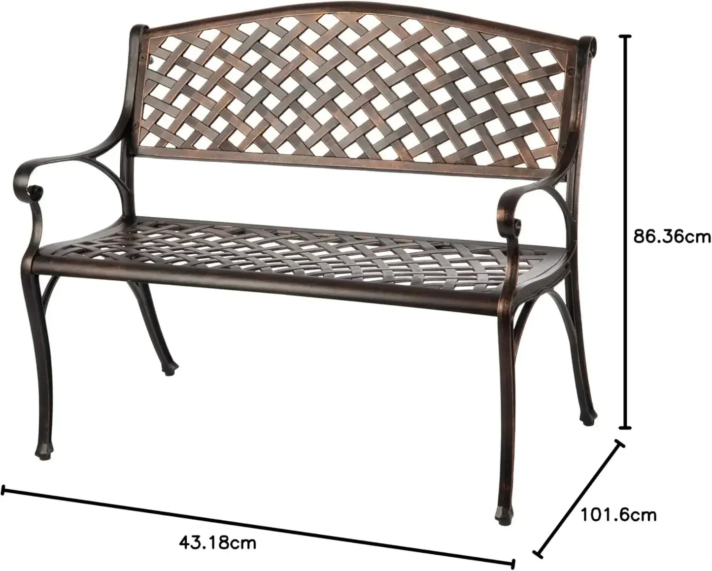 XMSJ'-Patio Sense 61491 Patio Bench Cast Aluminum Lightweight Sturdy  Perfect for Relaxing Pause in GardenBN